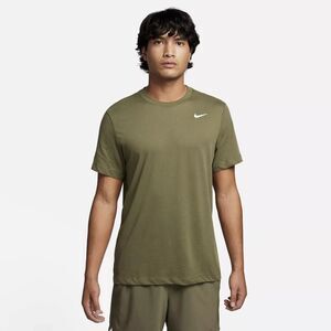 Nike Men's Dri-FIT Legend Short sleeve Fitness T-shirt Olive Green White Logo S